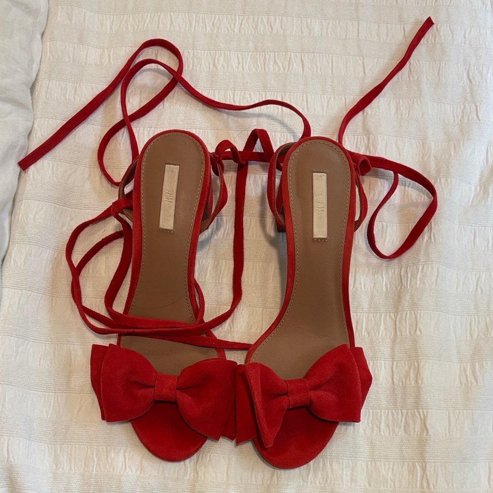 Elegant Red Bow Women's Sandals